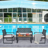 4 Piece Patio Furniture Set With Acacia Wood Table Top