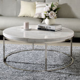 Zaidee Marble Top Nickel Coffee Table - White