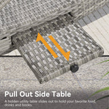 K&K 80" Outdoor Wicker Chaise Lounge Chairs Set of 2