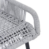 La Push Outdoor Patio Light Gray Rope Bar Stool, Set of 2