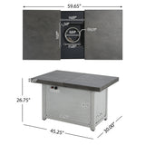 Extendable Rectangle Aluminum Alloy Fire Pit Table, 50,000 BTU