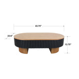 Elliptical Living Room Coffee Table With Hidden Storage And Removable Tabletop