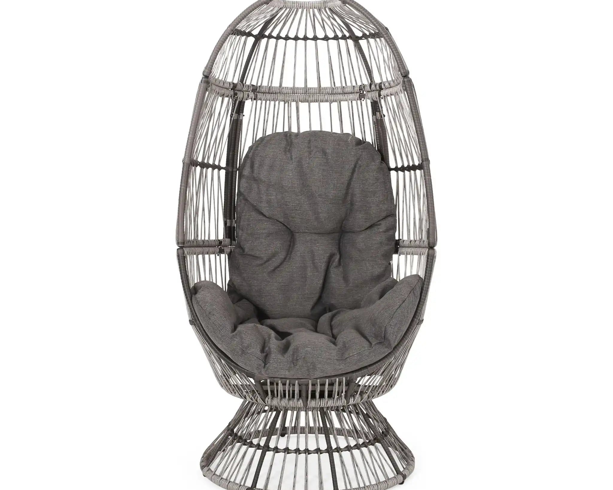 Patio Swivel Basket Egg Chair With Cushion