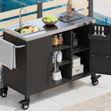K&K 55.5" Outdoor Kitchen Island with Sink