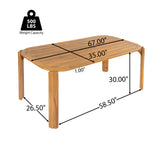 Kaja Outdoor Acacia Wood Dining Table, Teak Finish with Slat Design