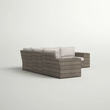 Wide Outdoor Wicker Patio Sectional With Cushions & Reversible Design - Gray