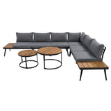 Modern Outdoor Sectional Sofa Set With Nesting Coffee Tables