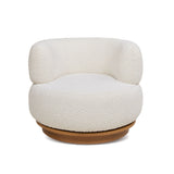 Fuji - 360 Swivel Low Barrel Back Accent Chair - Ivory White