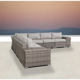 Rattan Sectional Sofa Set with Cushions - Gray, Dark Brown, or Beige