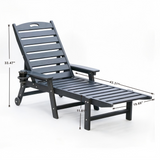HDPE Chaise Lounge Chair Outdoor, Pool Lounge Chairs with 4-Position Adjustable Backrest, Supports Up to 360 LBS for Patio Poolside Deck Beach Backyard (grey)