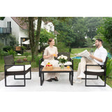 4 Piece Patio Furniture Set With Acacia Wood Table Top