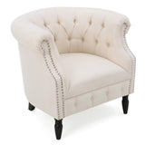 Celestialis Upholstered Club Chair with Tub Design and Rolled Recessed Armrests