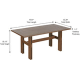 7-Piece Mid-Century Dining Set, 71" Rectangular Rubber Wood Dining Table