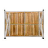 Teak Wood Top Outdoor Table with Steel Frame