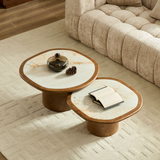Irregular Coffee Table Set - 2pcs Burl Wood Veneer