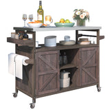 K&K Outdoor Kitchen Island, Rolling Bar Cart & Storage Cabinet
