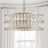 18' Golden Modern Crystal Drum Chandelier - 6-Light Pendant Lighting