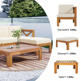 Topmax Outdoor Patio Wood 5-Piece Sectional Sofa Seating Group Set