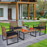 4 Piece Patio Furniture Set With Acacia Wood Table Top