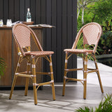 Outdoor PE Rattan French Barstool Set