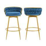 Modern Low Back Upholstered Counter Height Bar Stools (Set of 2)