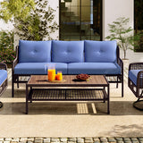GO 4 Pieces Patio Furniture Set with Swivel Chairs Outdoor Wicker Sofas