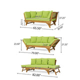 Outdoor Acacia Wood Expandable Daybed With Cushions