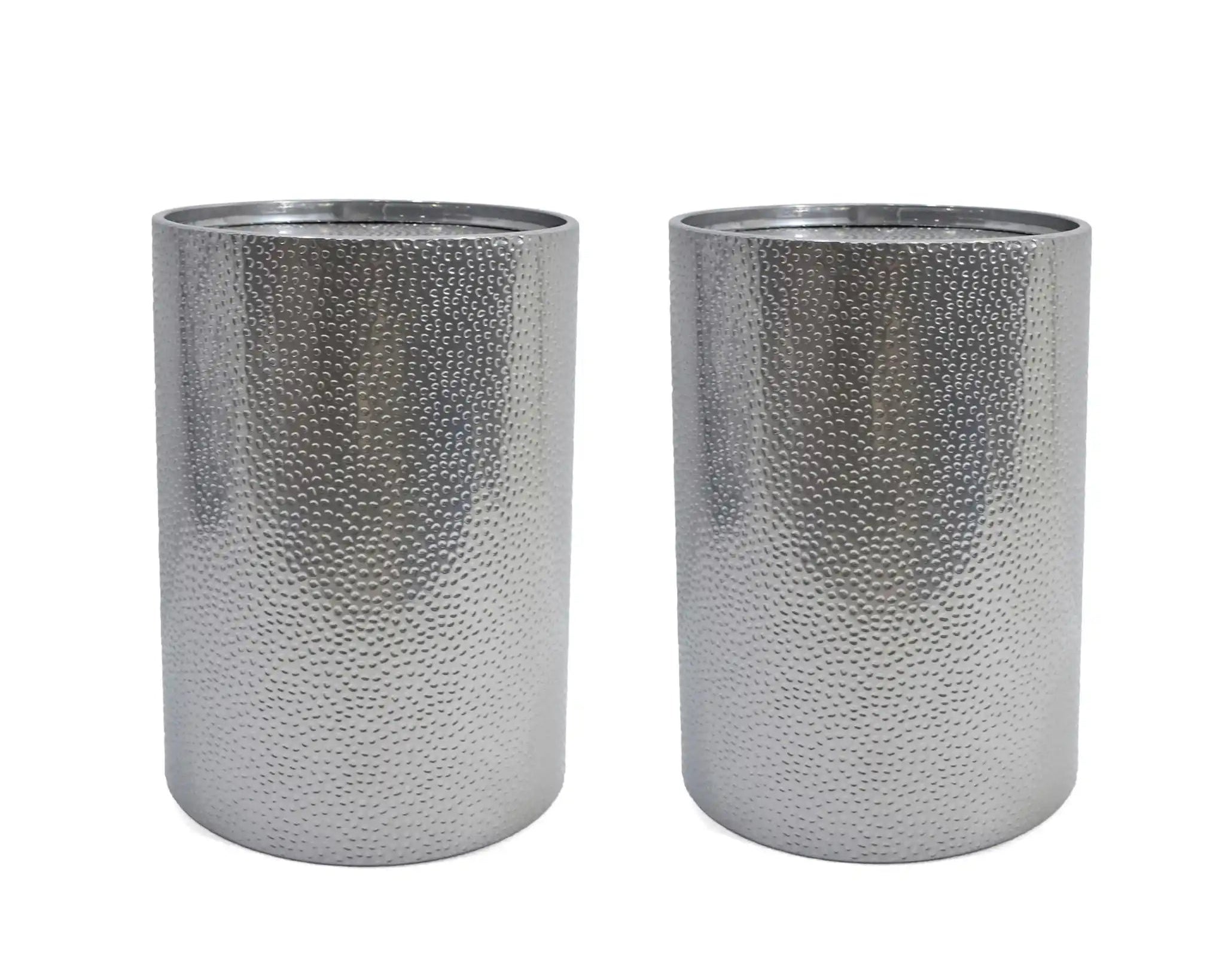 Modern Round Accent Table With Hammered Surface