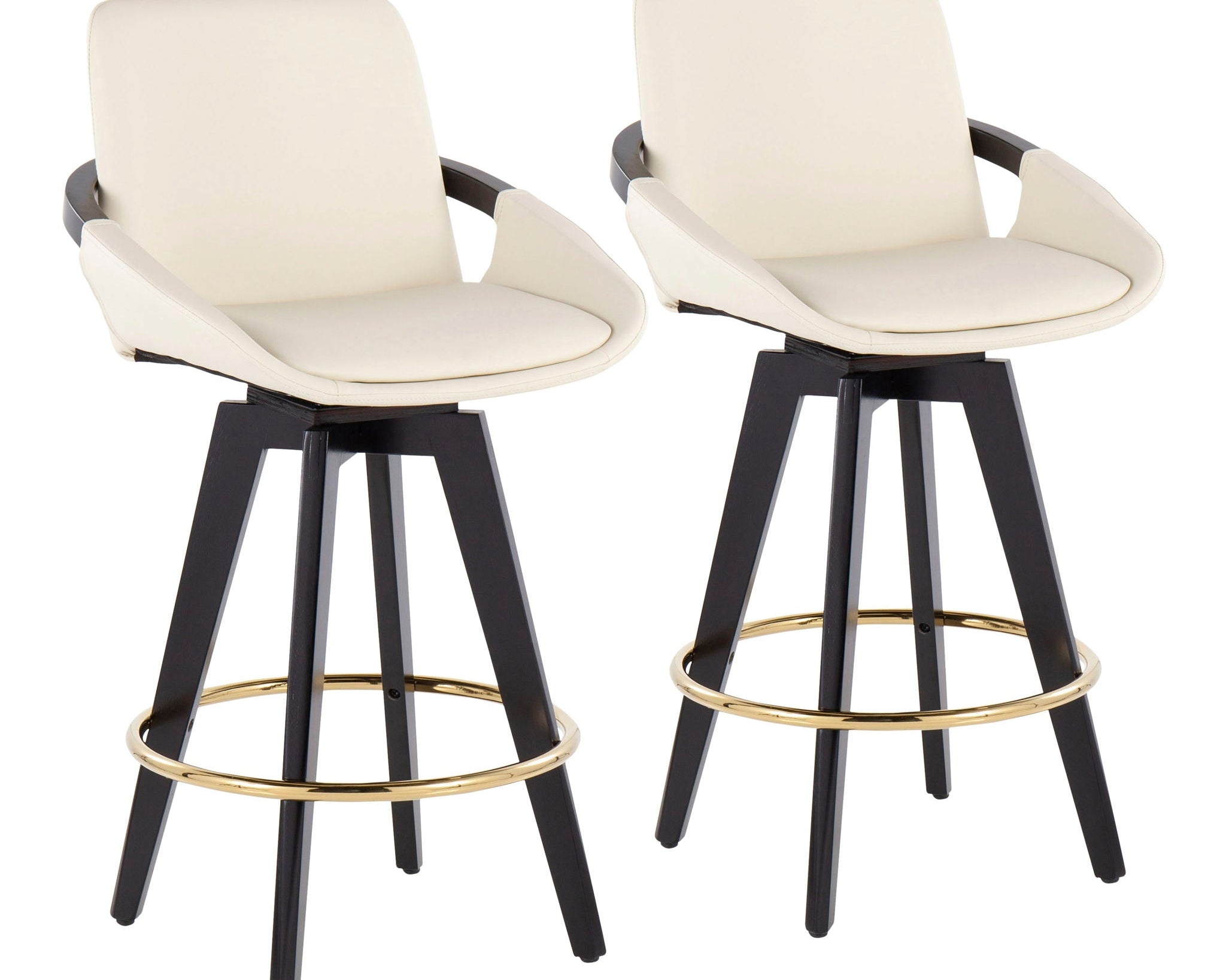 Cosmo - Contemporary Fixed Height Counter Stool With Swivel With Round Footrest (Set of 2)