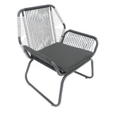 Set of 2 Woven Rattan Outdoor Club Chairs with Cushions