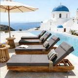 Modern Acacia Wood Outdoor Chaise Lounge with Adjustable Headrest