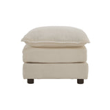 Modern Accent Chair with Ottoman in Beige Chenille