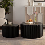Black Scalloped Round Coffee Table Set