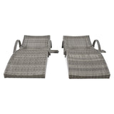 K&K 80" Outdoor Wicker Chaise Lounge Chairs Set of 2