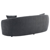 Luxe Upholstered Curved Sofa With Trim And Diamond Quilting - Dark Gray