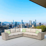 Rattan Sectional Sofa Set with Cushions - Gray, Dark Brown, or Beige