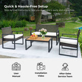 4 Piece Patio Furniture Set With Acacia Wood Table Top