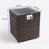 24" Propane Gas Fire Pit Table with Tile Tabletop and Wicker Base