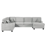Upholstered U-Shaped Sectional Sofa with Movable Ottoman and Storage Pockets - Multiple Colors