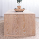Rustic Beaded Edge Coffee Table – 47.6' Rectangular Center Table with Open Storage Shelf, Natural Finish, Modern Farmhouse Style
