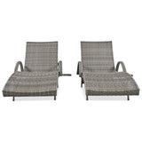 K&K 80" Outdoor Wicker Chaise Lounge Chairs Set of 2