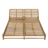 Light Teak Finish Acacia Wood Double Chaise Lounger