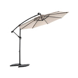 10ft Solar LED Offset Hanging Market Patio Umbrella (Khaki)