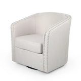 Modern Upholstered Swivel Club Chair With Nailhead Trim