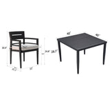 Outdoor Modern Dining Set, Chairs Sunbrella Cushioned And Dining Table With Umbrella Hole