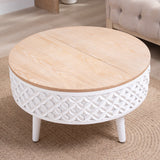 Round Coffee Table with Lift-Top Storage