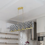 39" Contemporary Crystal and Black-Gold Pendant Chandelier