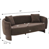 81 In. Curved Velvet Sofa With Wooden Base