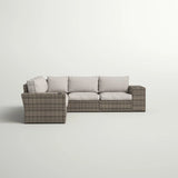 Wide Outdoor Wicker Patio Sectional With Cushions & Reversible Design - Gray