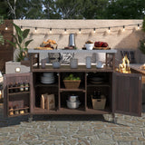 K&K Outdoor Kitchen Island, Rolling Bar Cart & Storage Cabinet